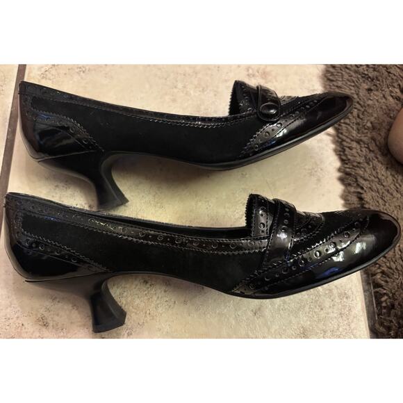 Women’s Etienne Aigner Black Leather Slip on Heel 8.5 - Picture 4 of 7